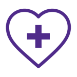 Icon of a heart with a cross in the middle