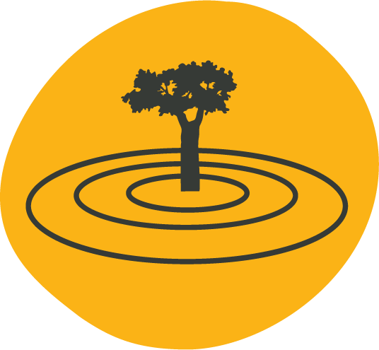 Icon of a kauri tree in circles