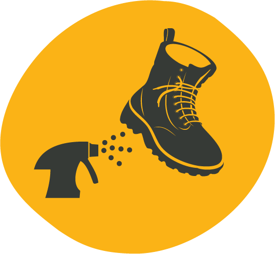 Icon of a boot getting sprayed