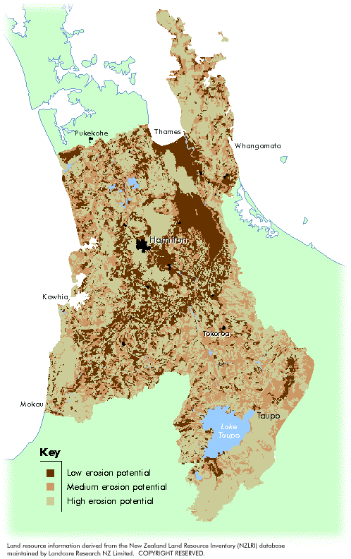 Image - map showing areas of potential soil loss