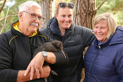 Moira Coatsworth, right, says dedicated possum and rat control will enhance the forest ecosystem which means kiwi and other species will really be able to thrive.