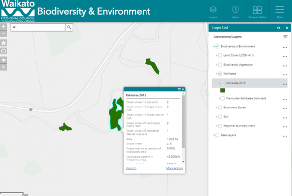 Kahikatea Green Wheel - vegetation biodiversity map screenshot