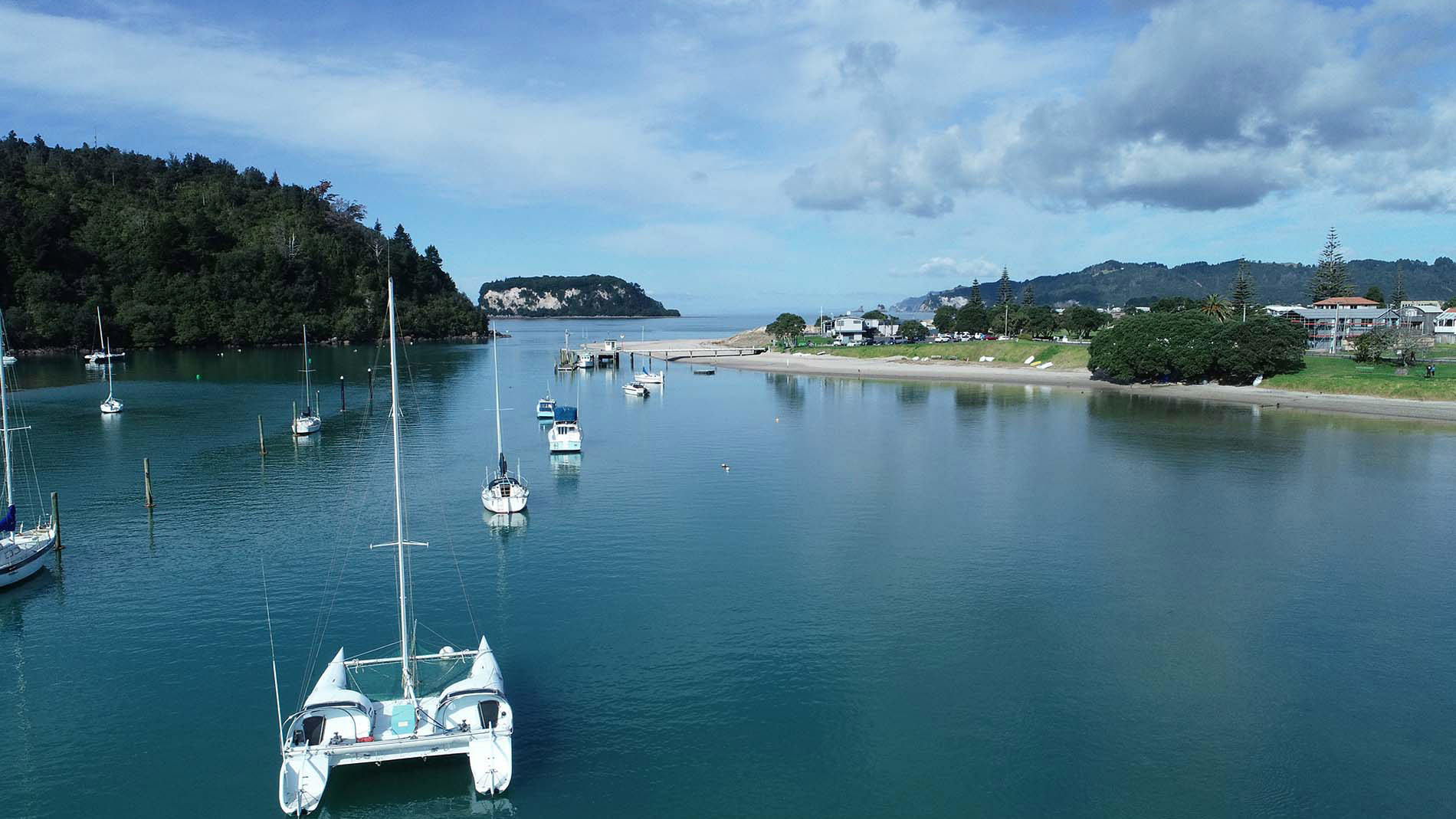Image - Moored boats in Whangamata Harbour