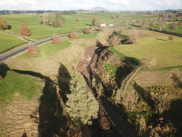 Overhead view of gully stream system. 