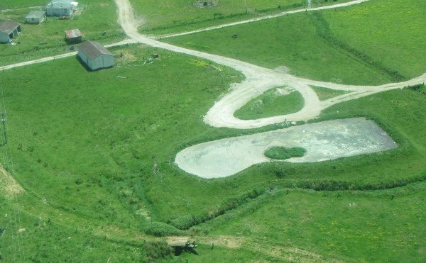 Aerial view of full effluent pond.